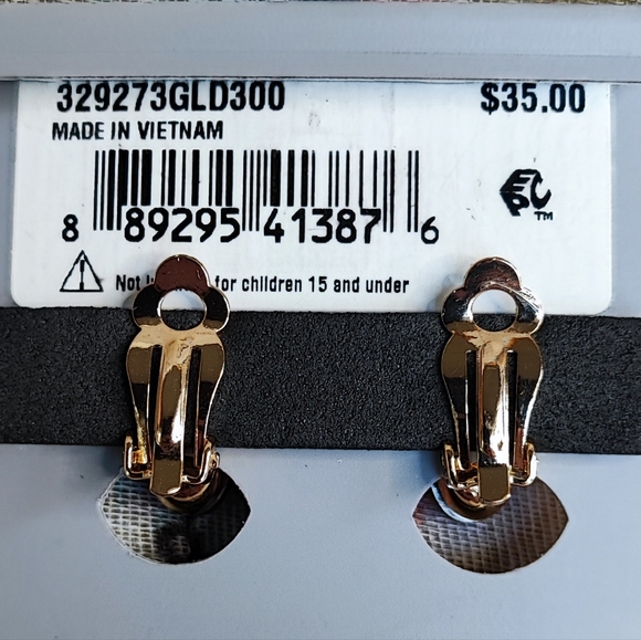 Robert Lee Morris Olive Green Faceted Crystal Vintage Clip Earrings Gold Tone - Picture 3 of 4